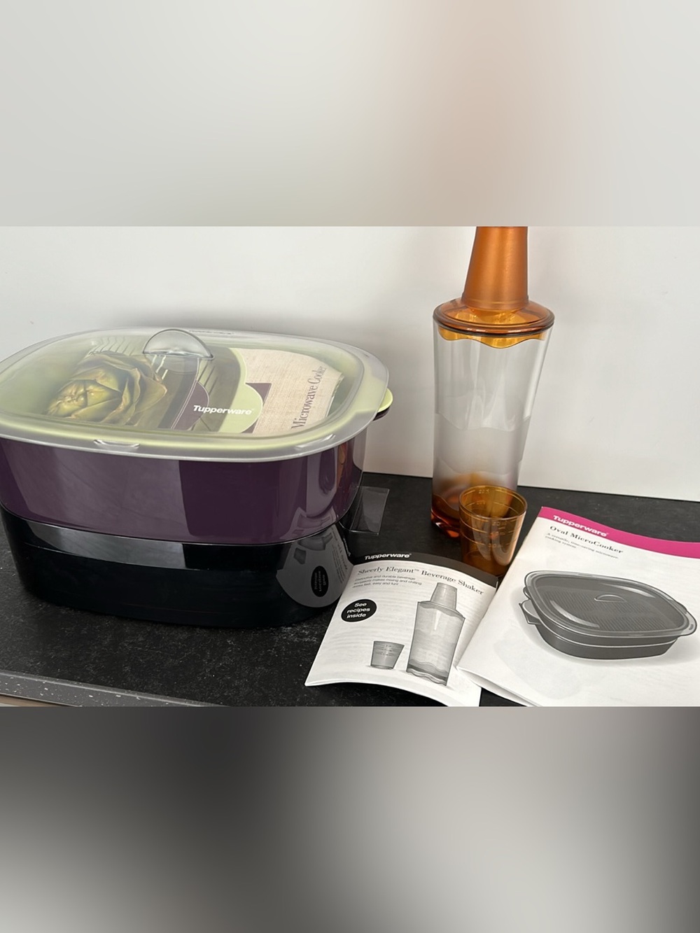 New Tupperware oval microwave cooker and beverage shaker